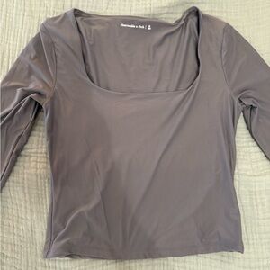 Abercrombie & Fitch Gray Fitted Bodysuit Blouse